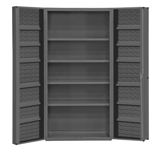 14 Gauge Lockable Shelf Cabinet With 4 Adjustable Shelves & 12 Door Shelves, Gray - 36 X 24 X 72 In.