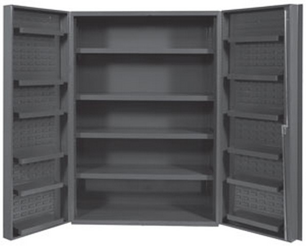 14 Gauge Lockable Cabinet With 4 Adjustable Shelf & 12 Door Shelves, Gray - 48 X 24 X 72 In.
