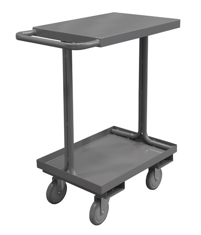 14 Gauge Open Access Cart With 2 Shelves & Tubular Push Handled, Gray - 18 X 29.75 X 36 In.