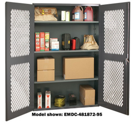 Emdc-482472-95 14 Gauge Flush Door Style Lockable Cabinet With 3 Adjustable Shelves, Gray - 48 X 24 X 72 In.