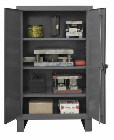 60 In. 12 Gauge 4 Adjustable Shelves & Recessed Door Style Lockable Cabinet, Gray