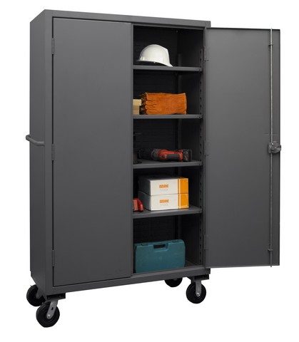 Hdcm48-4s-95 12 Gauge Recessed Door Style Lockable Mobile Cabinet With 4 Adjustable Shelves, Gray - 48 In.