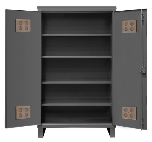 Hdco244878-4s95 12 Gauge Recessed Door Style Lockable Cabinet With 4 Adjustable Shelves, Gray - 48 In.