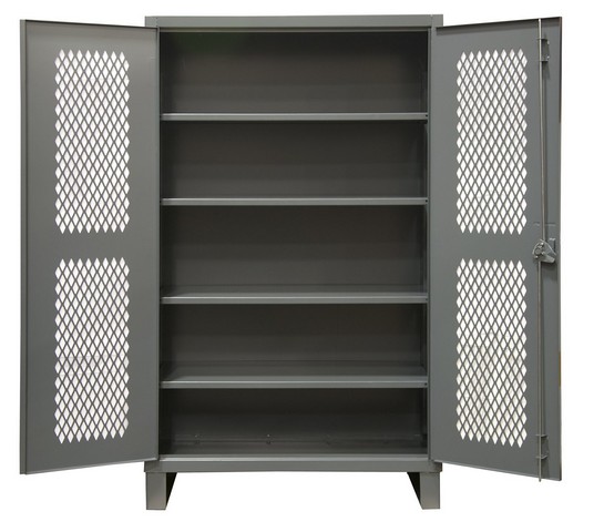 Hdcv243678-4s95 36 In. 12 Gauge 4 Adjustable Shelves & Recessed Door Style With Lockable Ventilated Heavy Duty Cabinets, Gray
