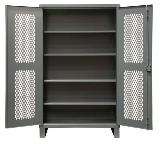 Hdcv244878-4s95 48 In. 12 Gauge 4 Adjustable Shelves & Recessed Door Style With Lockable Ventilated Heavy Duty Cabinets, Gray