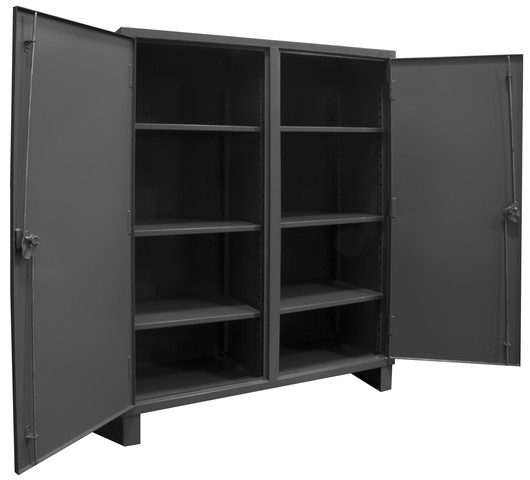 12 Gauge Recessed Door Style Lockable Shelf Cabinet With 6 Adjustable Shelves, Gray - 36 In.