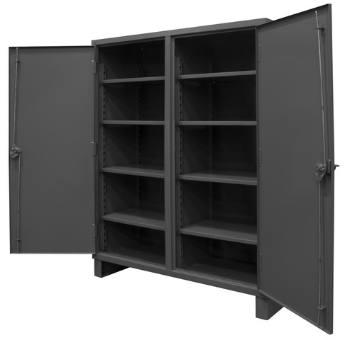 Hdds244878-8s95 12 Gauge Recessed Door Style Lockable Shelf Cabinet With 8 Adjustable Shelves, Gray - 48 In.