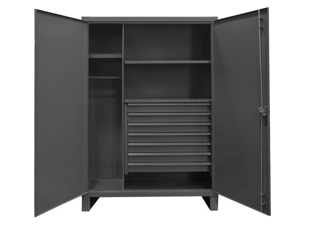 Hdwc243678-7m95 Extra Heavy Duty Welded 12 Gauge Steel Wardrobe Cabinets With 7 Drawers & 2 Shelves, Gray - 78 X 36 X 24 In.