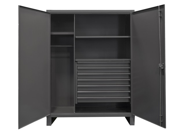 Hdwc244878-7m95 Extra Heavy Duty Welded 12 Gauge Steel Wardrobe Cabinets With 7 Drawers & 2 Shelves, Gray - 78 X 48 X 24 In.