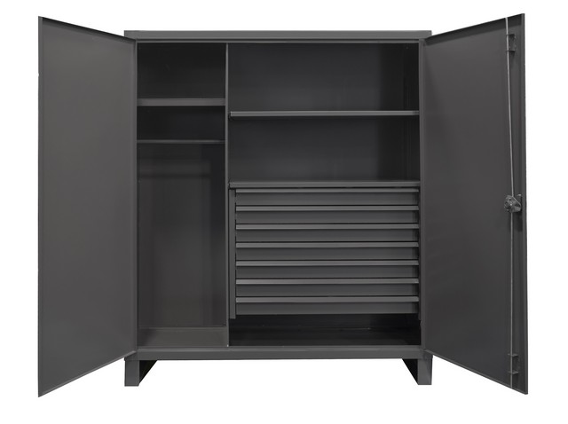 Extra Heavy Duty Welded 12 Gauge Steel Wardrobe Cabinets With 7 Drawers & 2 Shelves, Gray - 78 X 60 X 24 In.
