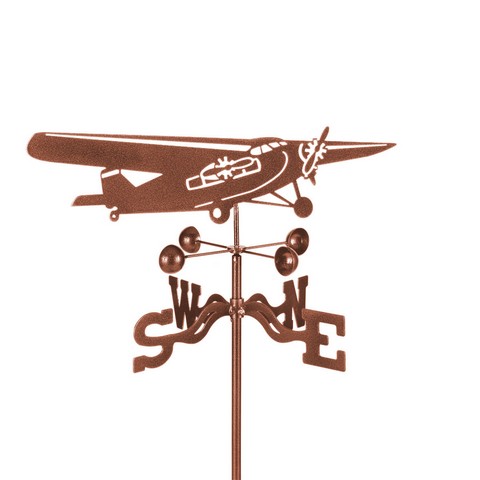 Tri Motor Airplane Weathervane With Garden Mount