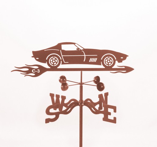 Corvette C3 Car Weathervane With Four Sided Mount