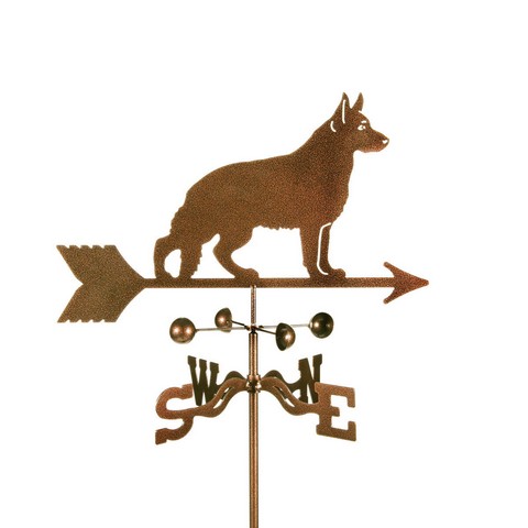 Ez1409-pt German Shepherd Dog Weathervane With Post Mount
