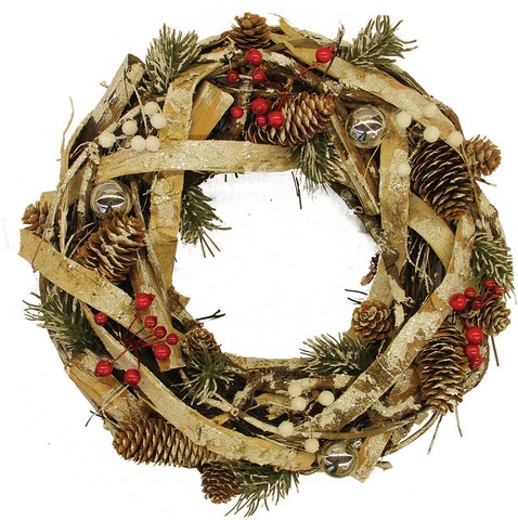 13.5 In. Country Rustic Pine Cones & Berries Christmas Wreath Decoration