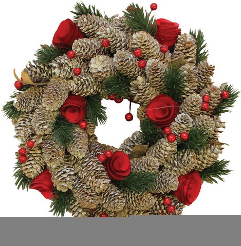 10 In. Pinecones With Berries & Flowers Artificial Christmas Wreath