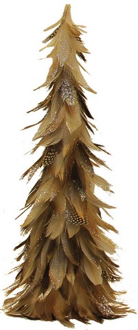 15.5 In. Light Brown Glittered Feather Cone Tree Christmas Decoration