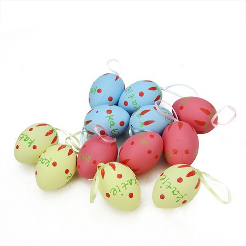 2.25 In. Pastel Yellow, Blue & Pink Spring Easter Egg Ornaments - Set Of 12