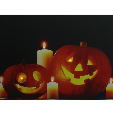 19.5 In. Halloween Jack O Lanterns Battery Operated Led Canvas Wall Art