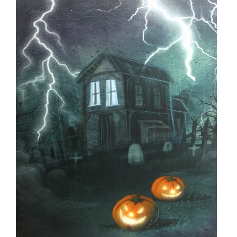 23.5 Battery Operated Halloween Haunted House Led Lighted Canvas Wall Art