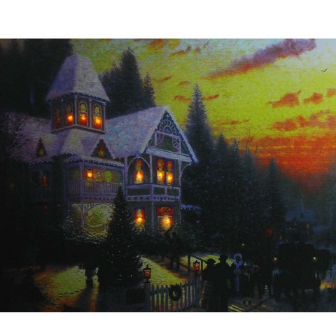 19.5 In. Victorian Inspired Christmas Battery Operated Led Lighted Canvas Wall Art