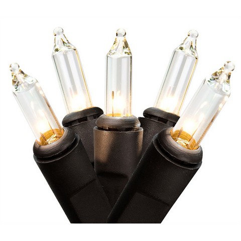 2.5 In. Spacing Clear Mini Christmas Lights Bulb, Black Wire - Set Of 50