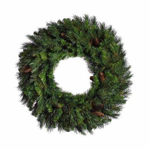 24 In. Dakota Red Pine Artificial Christmas Wreath With Pine Cones - Unlit