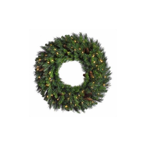 48 In. Pre-lit Dakota Red Pine Artificial Christmas Wreath - Warm White Led Lights