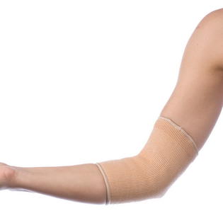 Slip On Elbow Compression Sleeve, Beige - Large