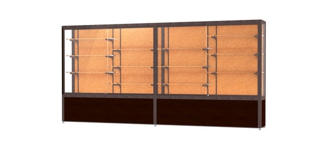 Waddell 10412ck-bz-w Challenger 144 X 66 X 16 In. Walnut Vinyl Base Display Case, Cork Back - Dark Bronze