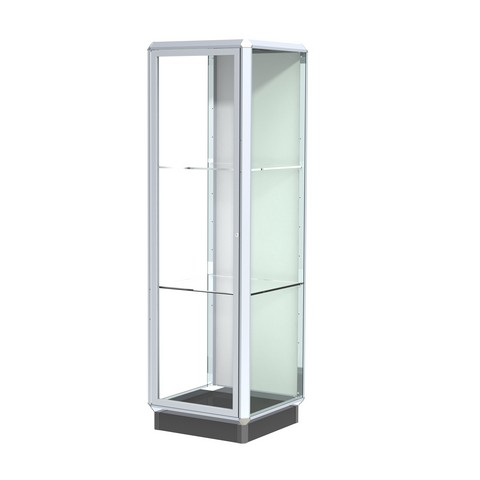 Waddell 442pb-ch-ch Prominence 36 X 40 X 14 In. Lighted Tower Display Case, Plaque Back - Chrome