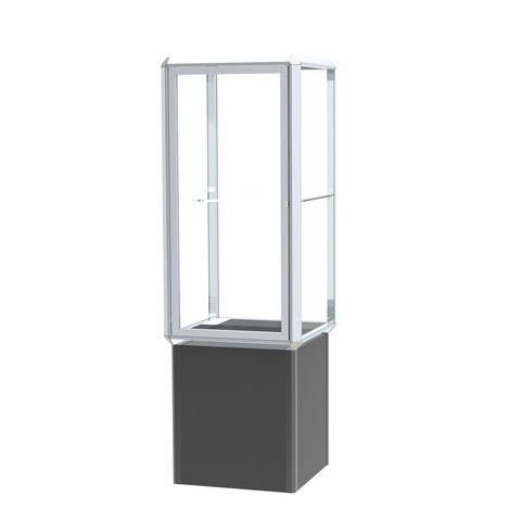 Waddell Prominence Spotlight 24 X 72 X 24 In. Lighted Tower Case With Locking Black Base For Interior Storage, Clear Glass Back - Chrome