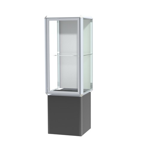 Waddell 448pb-ch-ch Prominence Spotlight 48 X 72 X 18 In. Unlighted Tower Case With Locking Black Base For Interior Storage, Plaque Back - Chrome