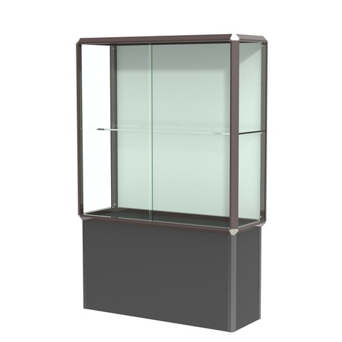 Waddell Prominence Spotlight 48 X 72 X 18 In. Lighted Floor Display Case With Locking Black Base For Interior Storage, Plaque Back - Dark Bronze