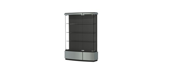Waddell 511-bb-brs Quantum 42 X 73 X 12 In. Lighted Floor Large Display Case, Black Textured Laminate Back - Brushed Silver