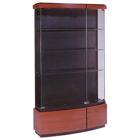 Waddell 511-bb-chy Quantum 42 X 73 X 12 In. Lighted Large Floor Display Case, Black Textured Laminate Back - Cherry