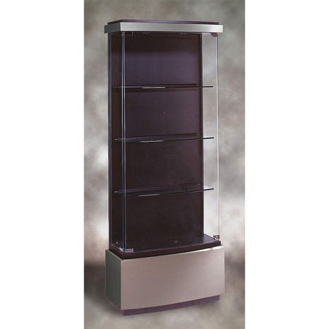 Waddell 512-bb-brs Quantum 29 X 73 X 12 In. Lighted Medium Floor Display Case, Black Textured Laminate Back - Brushed Silver