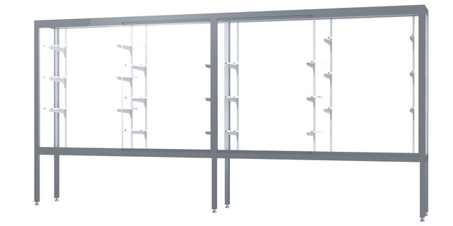 Waddell 11412-wb-sn Challenger 144 X 66 X 16 In. Aluminum Legs Display Case, White Back - Satin Natural