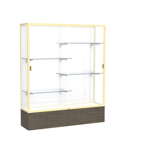 Waddell 2075wb-gd-wv Reliant 60 X 72 X 16 In. Walnut Vinyl Base Display Case With 5 Ft. Length White Back - Champagne Gold