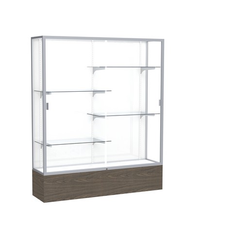 Waddell 2075wb-sn-wv Reliant 60 X 72 X 16 In. Walnut Vinyl Base Display Case With 5 Ft. Length White Back - Satin