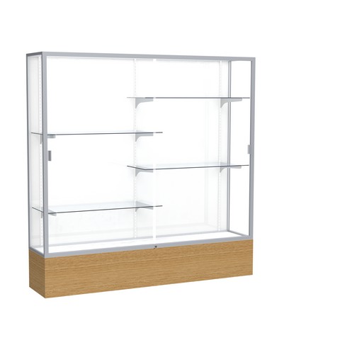 Waddell 2076wb-sn-ak Reliant 72 X 72 X 16 In. Autumn Oak Base Floor Display Case With 6 Ft. Length, White Back - Satin