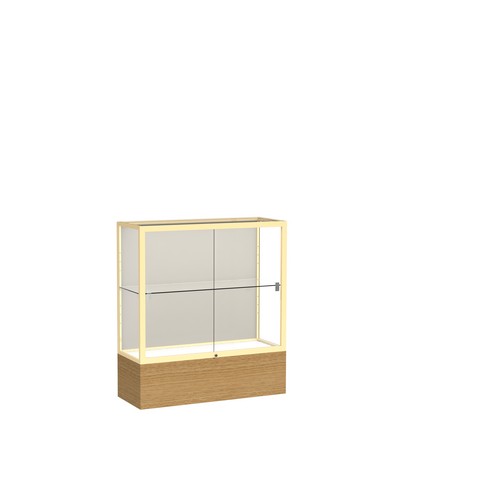 Waddell 2281pb-gd-ak Reliant 36 X 40 X 14 In. Autumn Oak Base Counter Display Case, Plaque Back - Champagne Gold