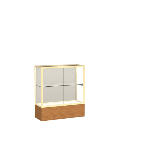 Waddell 2281pb-gd-mk Reliant 36 X 40 X 14 In. Carmel Oak Base Counter Display Case, Plaque Back - Champagne Gold