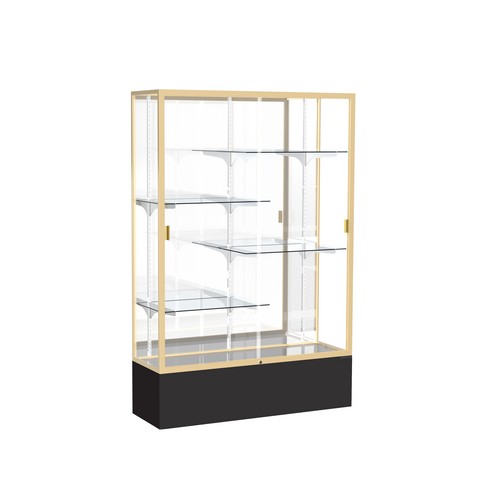 Waddell 374mb-gd-bk Spirit 48 X 72 X 16 In. Black Base Floor Display Case With 4 Ft. Length, Mirror Back - Champagne Gold