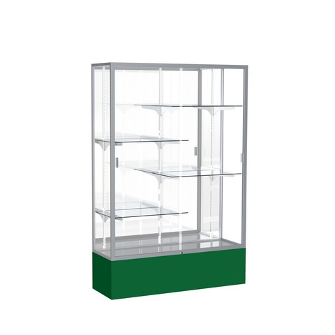 Waddell 374mb-sn-fg Spirit 48 X 72 X 16 In. Forest Green Base Floor Display Case With 4 Ft. Length, Mirror Back - Satin