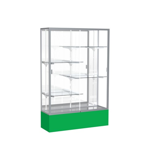 Waddell 374mb-sn-kg Spirit 48 X 72 X 16 In. Kelly Green Base Floor Display Case With 4 Ft. Length, Mirror Back - Satin