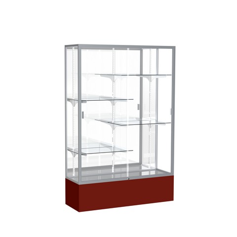 Waddell 374mb-sn-mn Spirit 48 X 72 X 16 In. Maroon Base Floor Display Case With 4 Ft. Length, Mirror Back - Satin