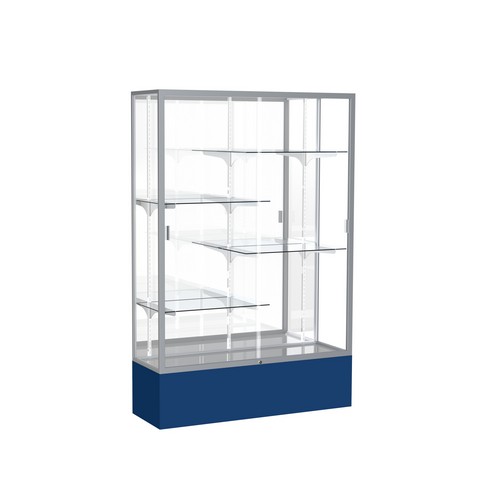 Waddell 374mb-sn-ny Spirit 48 X 72 X 16 In. Navy Base Floor Display Case With 4 Ft. Length, Mirror Back - Satin