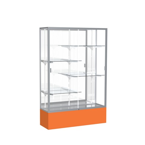 Waddell 374mb-sn-or Spirit 48 X 72 X 16 In. Orange Base Floor Display Case With 4 Ft. Length, Mirror Back - Satin