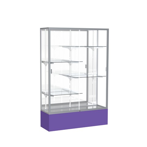 Waddell 374mb-sn-pe Spirit 48 X 72 X 16 In. Purple Base Floor Display Case With 4 Ft. Length, Mirror Back - Satin