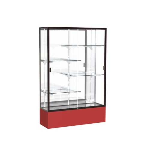 Waddell 374mb-bz-rd Spirit 48 X 72 X 16 In. Red Base Floor Display Case With 4 Ft. Length, Mirror Back - Dark Bronze